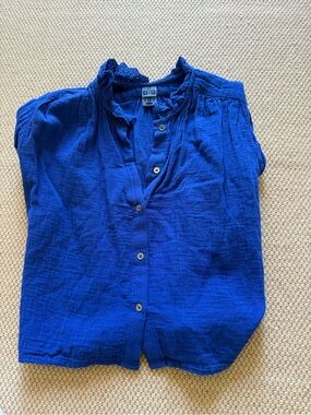 Bonton girls cobalt linen cotton blouse - size 10